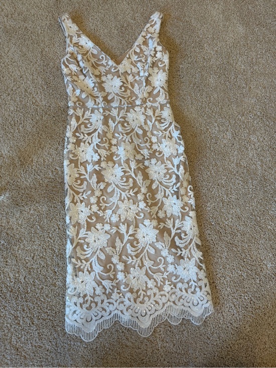 BHLDN Dresses & Skirts - BHLDN Nude and White Lace Midi Dress
